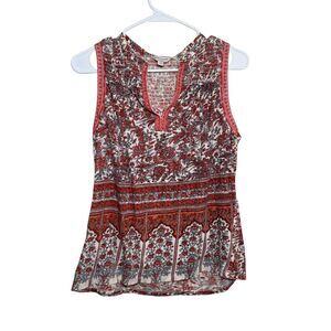 Loft Tank Top Women's Small V-Neck Sleeveless Boho Floral Top Shirt Casual